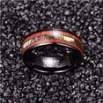 thumbnail image 3 of 8mm Wood and Abalone Shell Inlay Tungsten Rings Men's Black Wedding Band Dome Style, 3 of 6