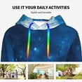 thumbnail image 4 of Uemuo Blue Glitter Sparkles Pattern Women's Hoodie with Eye-catching Drawstrings- Casual Pullover Hoodie with Kangaroo Pocket, Stylish Hooded Sweatshirt-Small, 4 of 7