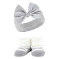 thumbnail image 4 of Hudson Baby Infant Girls Headband and Socks Giftset, Burgundy Gray, One Size, 4 of 5
