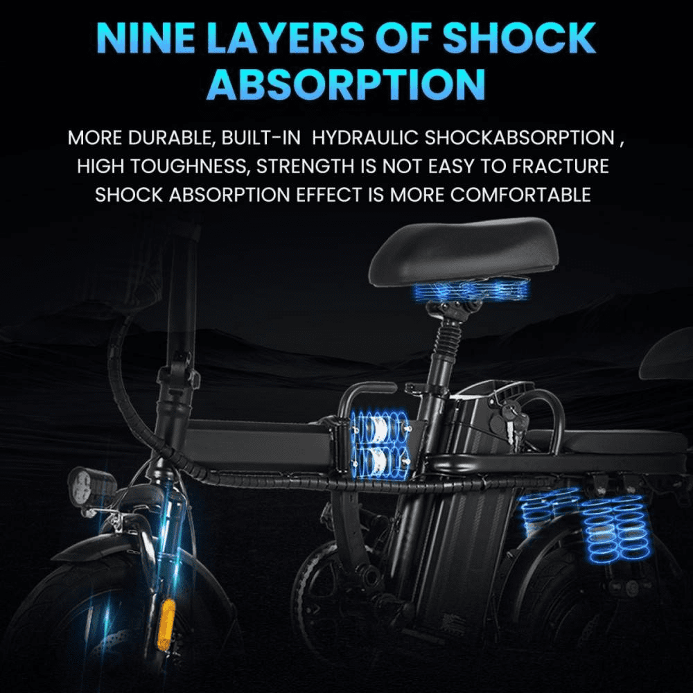 Bogist A9 Electric Folding Bike 2-Seater City Bike, 20MPH, 30-Mile Range,500W, 48V15Ah Battery, Ships from US Warehouse