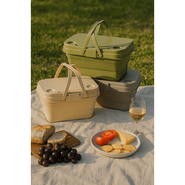 Collapsable Picnic Basket With Tray Stand