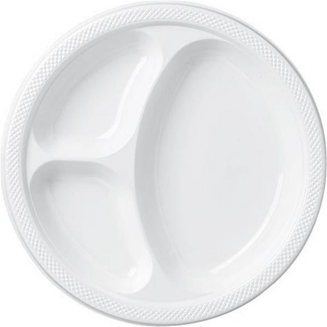 Amscan 43033. 08 White Plastic Divided Dinner Plates 10. 25 inch Pack
