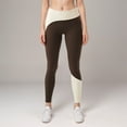 thumbnail image 2 of Active Women's High Waist Color Block Leggings with Contrast Panel Design - Large, Brown, 2 of 6