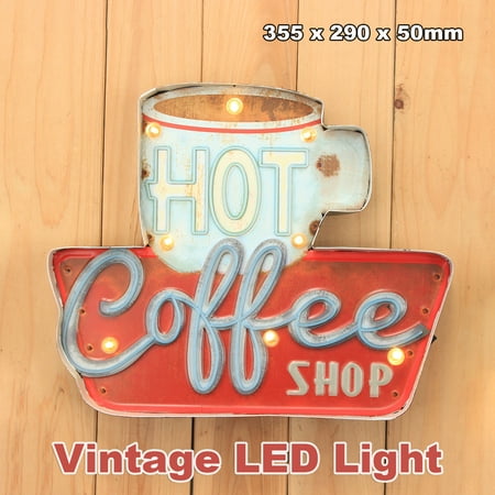 Coffee Shop LED Metal Vintage Light Sign Bar Cafe Club Wall Hanging (Best Coffee Shop Signs)