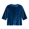 thumbnail image 4 of AWZXDE T-Shirt en Velours pour Filles à Manches 3/4, Doux, Col Rond, Hauts Décontractés pour Filles, T-Shirt de Base Confortable 3-14 Ans, 4 of 4