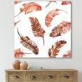thumbnail image 2 of Designart ' Ethinic Orange Feathers On White ' Bohemian & Eclectic Canvas Wall Art Print, 2 of 3