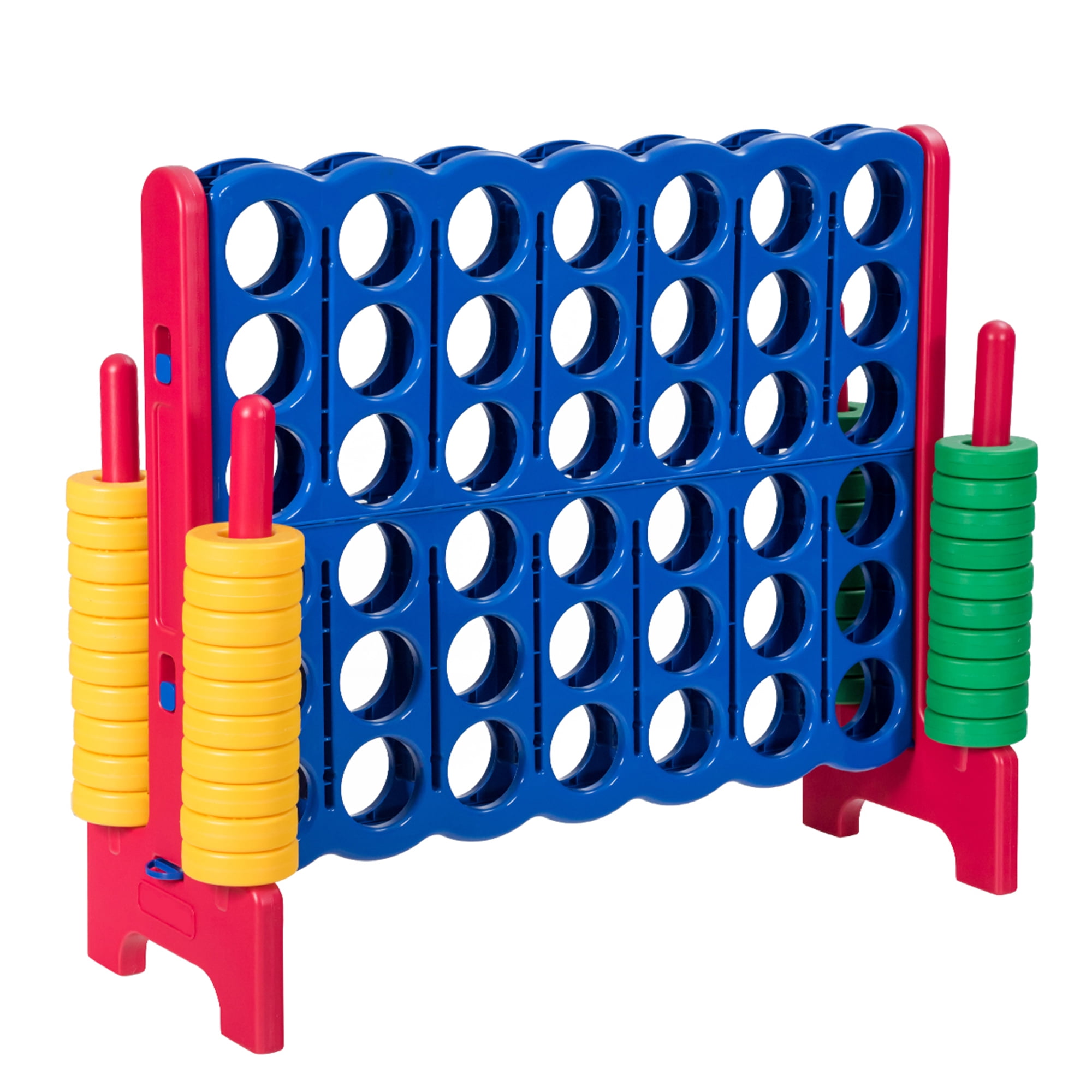 Gymax Jumbo 4-to-Score Game Set 4 in A Row Kids Adults w/ 42 Jumbo Rings