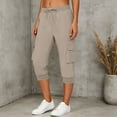 thumbnail image 3 of Maean Women's Capri Pants Quick Dry Joggers Capris Pant Drawstring Elastic Waist Loose Trousers with Pockets, 3 of 7