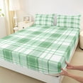 thumbnail image 3 of Homewish Check Geometric Bed Sheets,Modern Geometric Pattern King Sheets,Green White Sheet Set For Boys Teens,Ultra Soft Home Decor,4 Pieces, 3 of 7