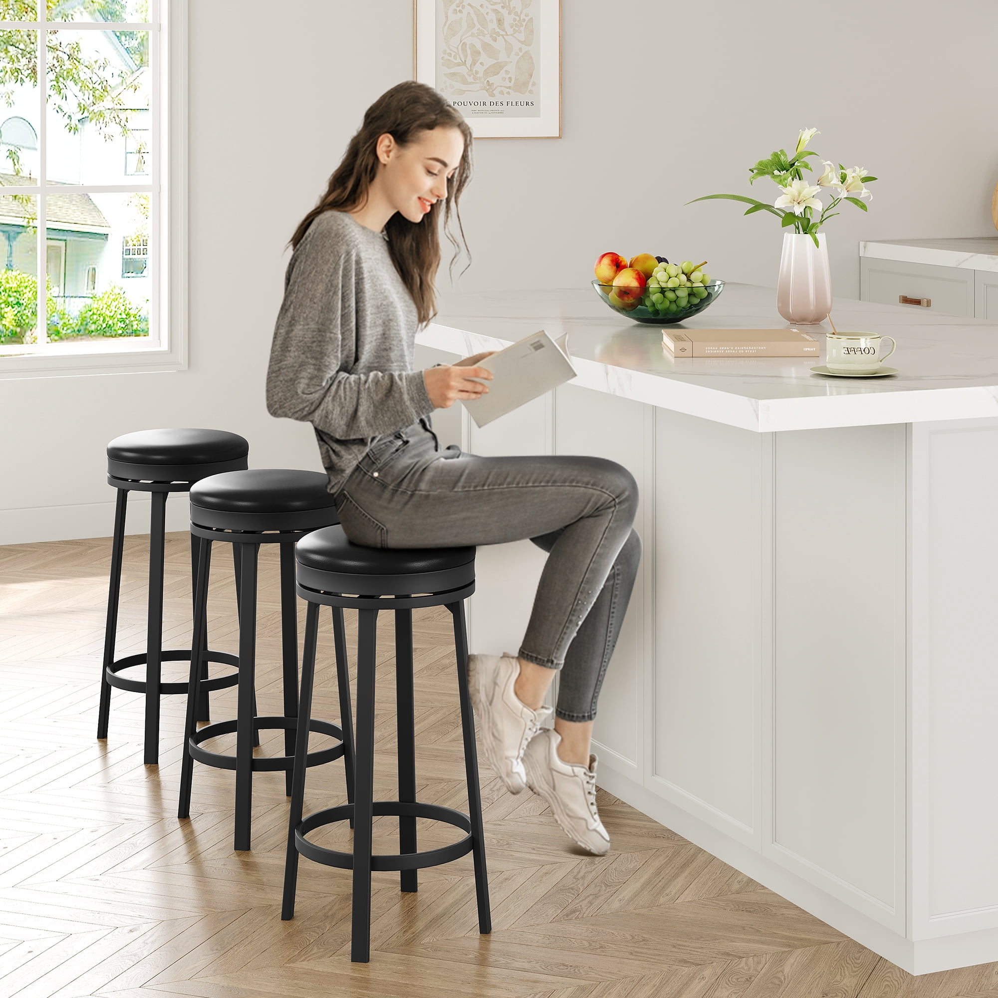 30" Swivel Bar Stools Set of 2/4 with Footrest – Modern Counter Height Stools for Kitchen Island, Bar, or Dining