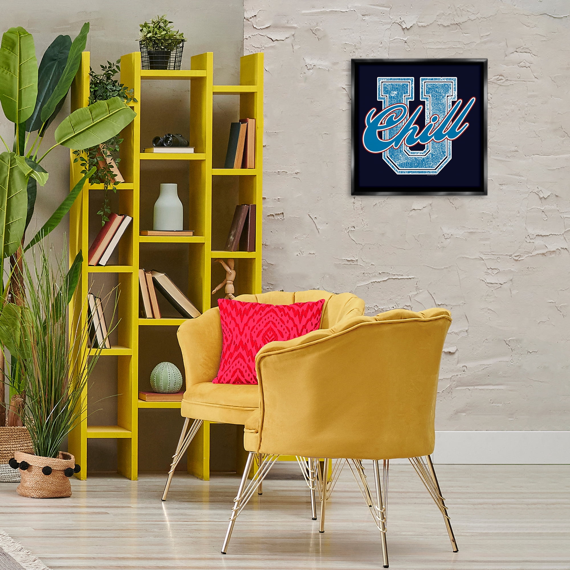 Stupell Industries Chill U Varsity Style Text & Numbers Painting Black Floater Framed Canvas Art Print Wall Art, 18 x 18