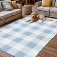 thumbnail image 2 of Fsddascl Blue Checkered Outdoor Rug for Patio/Deck/Porch, Non-Slip Large Area Rug 4 x 6 Ft, Blue White Buffalo Plaid Indoor Outdoor Rugs Washable Area Rugs, Reversible Camping Rug Carpet Runner, 2 of 5