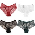 thumbnail image 4 of Popvcly 1 Pc Women Sexy Full Lace Panties High-Crotch Transparent Floral Bow Soft Briefs Underwear, 4 of 7