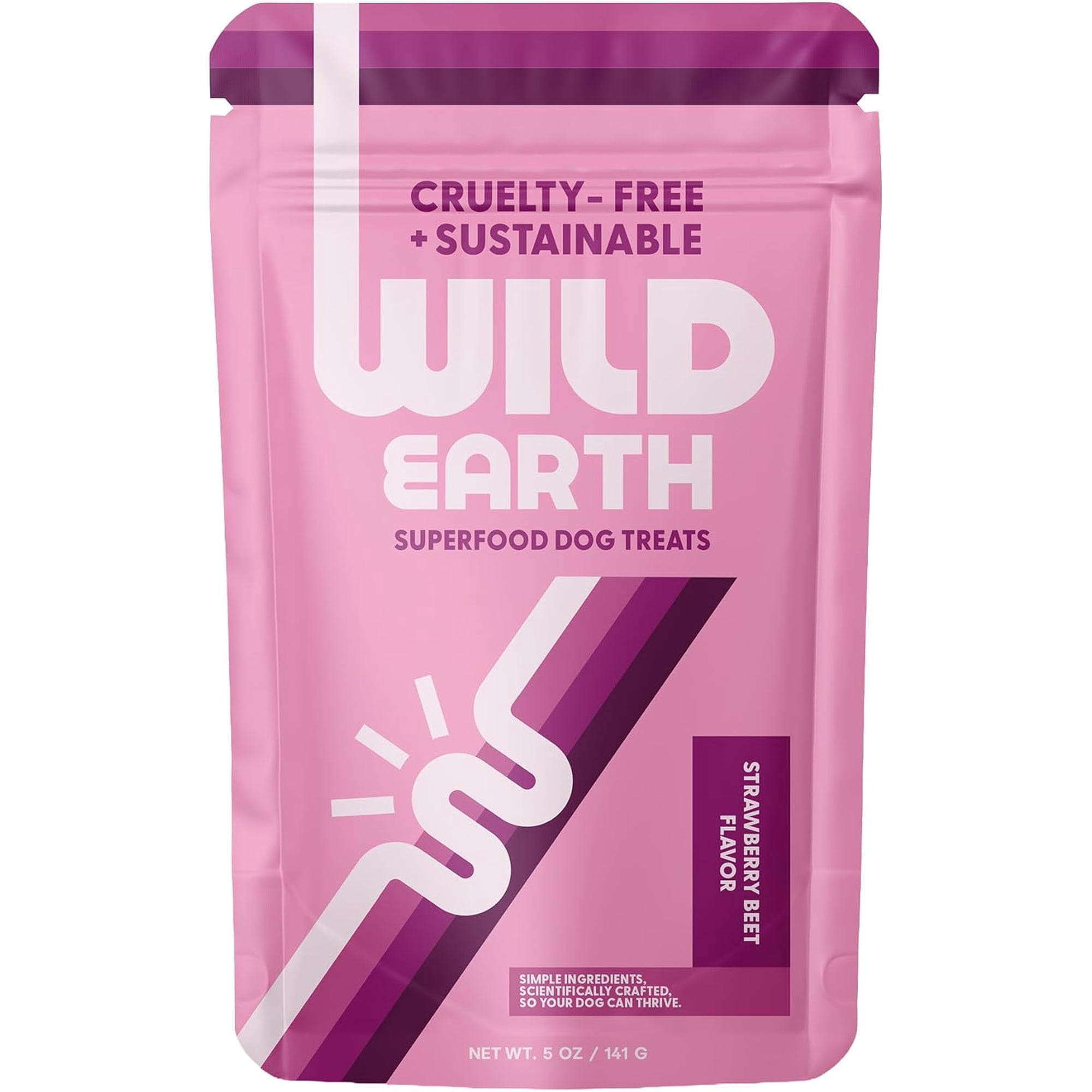 Wild Earth Superfood Dog Treats, Plant Based Dog Treats with Omega Acids, Prebiotics & Koji Protein, No Fillers, Veterinarian-Developed, Strawberry & Beet Flavor
