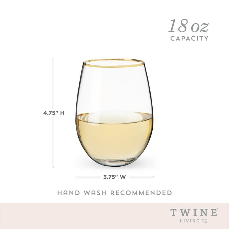 Twine Woodland Stemless Wine Glasses, Festive Gold Rim Tumblers, Decorative  Barware, 16 Oz Set of 2 – Twine Living