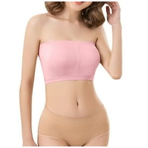 Patlollav Womens Stretch Strapless Bra,Summer Bandeau Bra,Plus Size Bra,Comfort Wireless Bra
