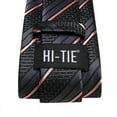 thumbnail image 3 of Hi-Tie Mens Silk Tie Pocket Square Set Black Pink Stripe Necktie Cufflink Set for Wedding Business, 3 of 6