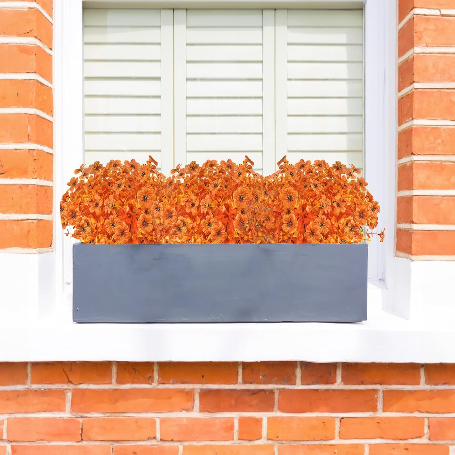 Artificial Outdoor Flowers,8 Bundles UV Resistant Fake Flowers,Outdoor Artificial Plastic Faux Flowers Greenery Plants for Outdoor Garden Porch Window Box Decoration(Rose Red)