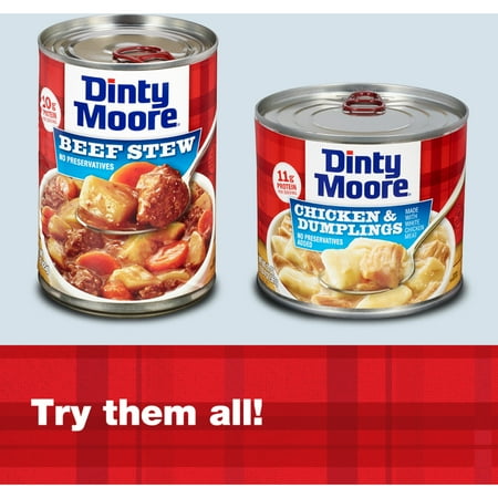 DINTY MOORE Beef Stew with Potatoes & Carrots, Shelf-Stable, 10 grams Protein Per Serving, 15 oz Steel Can