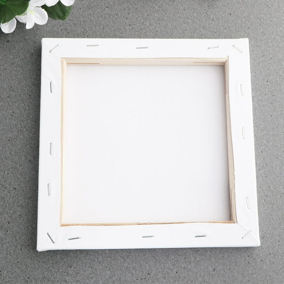 HEMOTON White Square Shaped Wood Artist Stretched Canvas for Drawing Use with Cotton Surface 20x20cm