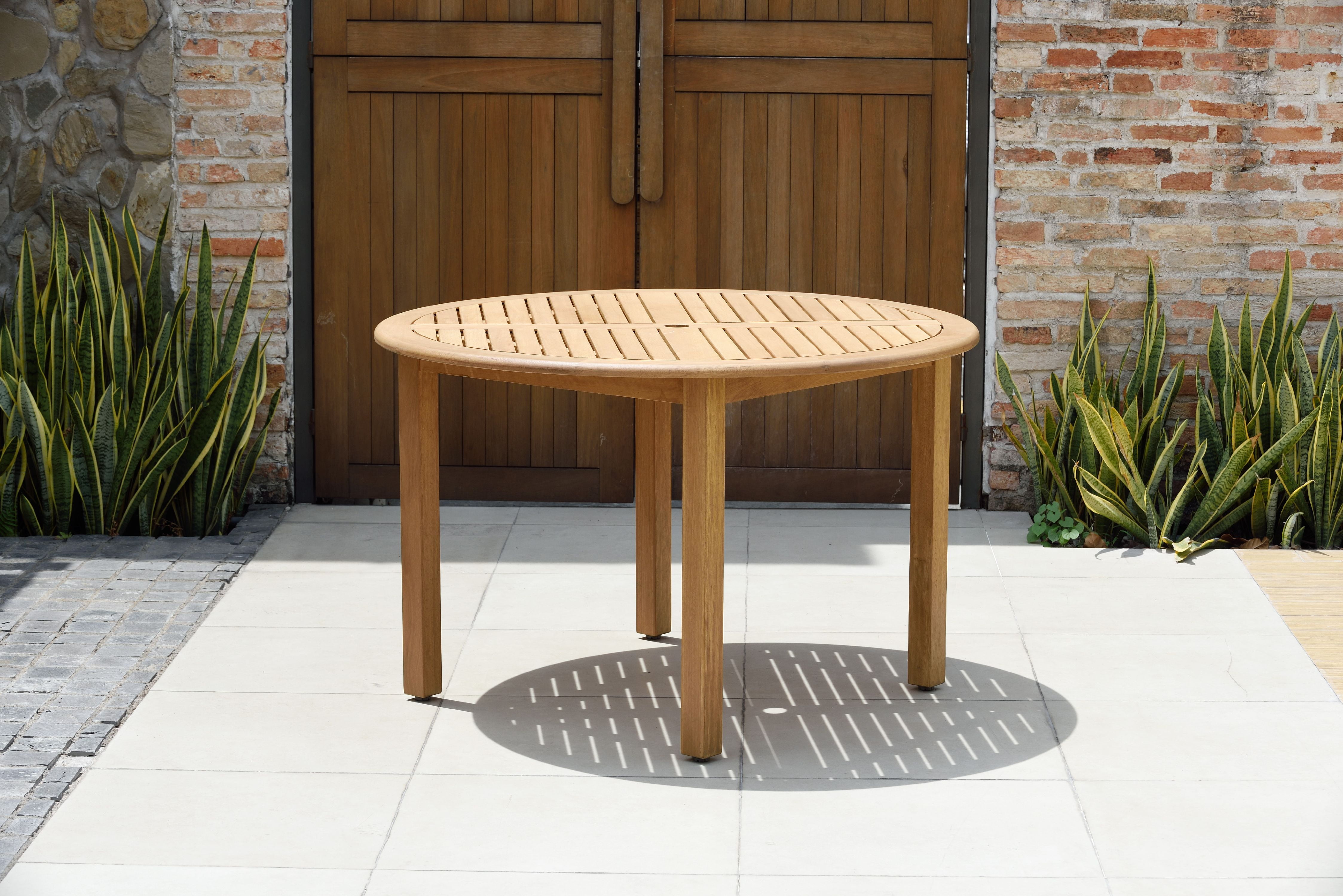 Amazonia Navilly Teak Finish 5 Pieces Round Patio Dining Set