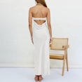 thumbnail image 5 of Summer Savings Clearance! Edvintorg Off Shoulder Satin Dress For Women Summer 2023 Fashion Chest Wrap Dresses Loose Sleeveless Zipper Solid Party Cocktail Party Long Dress White XXL, 5 of 7