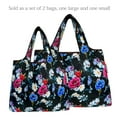 thumbnail image 3 of Wrapables Large & Small Foldable Tote Nylon Reusable Grocery Bags, Set of 2, Midnight Bouquet, 3 of 5