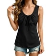 thumbnail image 2 of Ruimatai Womens Casual Sleeveless Tank Tops V Neck Drawstring Ruched Shirts Loose Fit Curved Hem Summer Blouses, 2 of 6