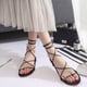 thumbnail image 4 of Sandalias planas para mujer con tiras cruzadas, sandalias romanas sencillas de verano para mujer, zapatos de playa para mujer, 4 of 5