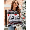 thumbnail image 4 of Suéter de punto con cuello redondo para mujer, jersey de manga larga, estampado, informal, a la moda, Otoño e Invierno, 4 of 5