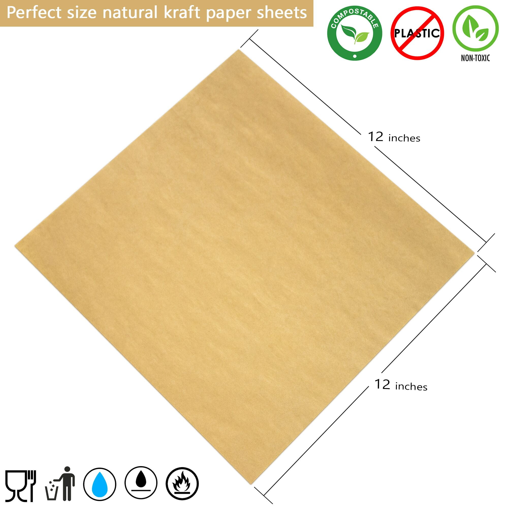 12 x 12 PFAS-Free, Grease-Proof Paper Sheets, Natural Kraft buy