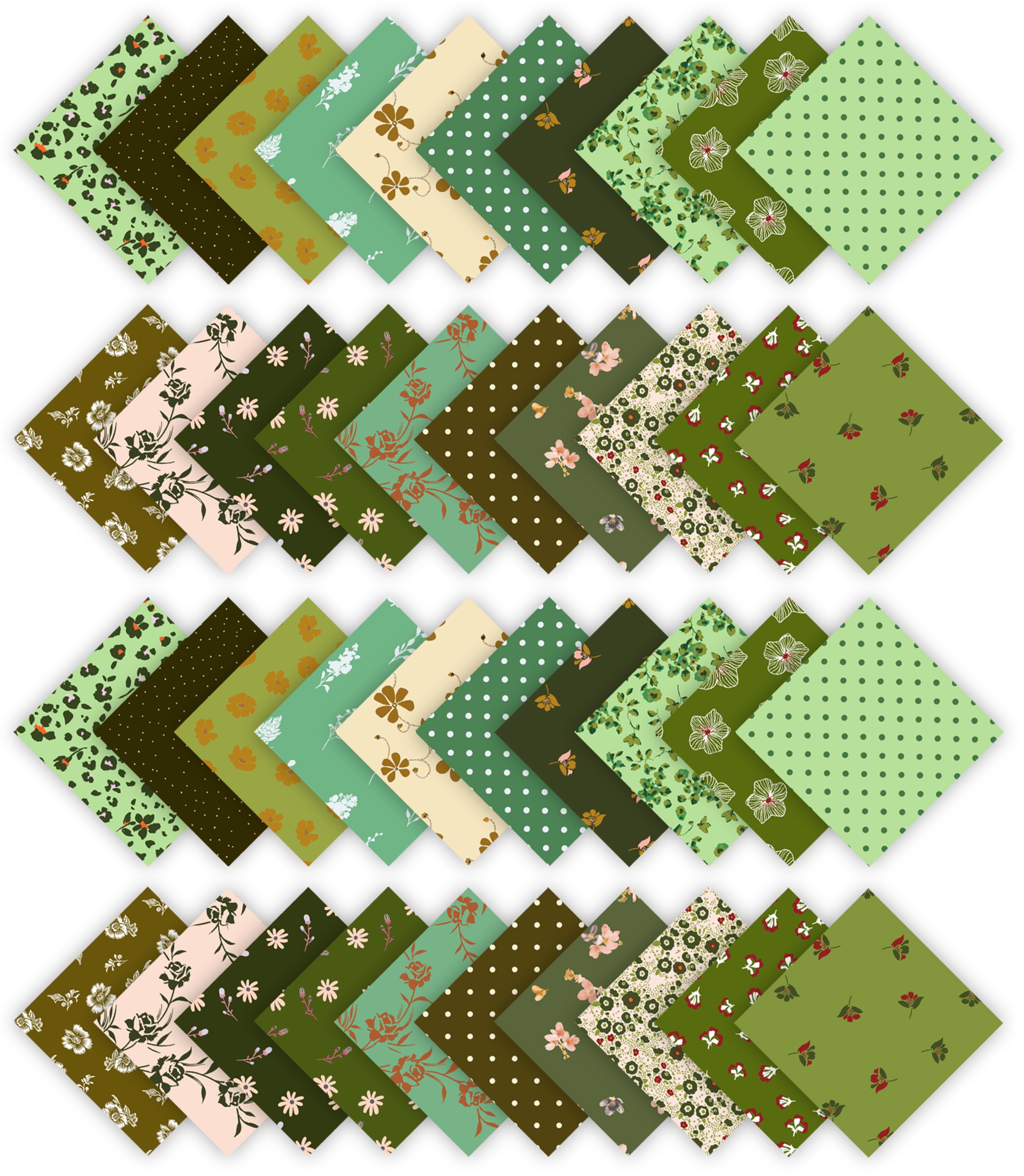 Soimoi 40Pcs Florals Print Cotton Precut Fabrics for Quilting Craft Strips 2.5 x 42 inches Jelly Roll