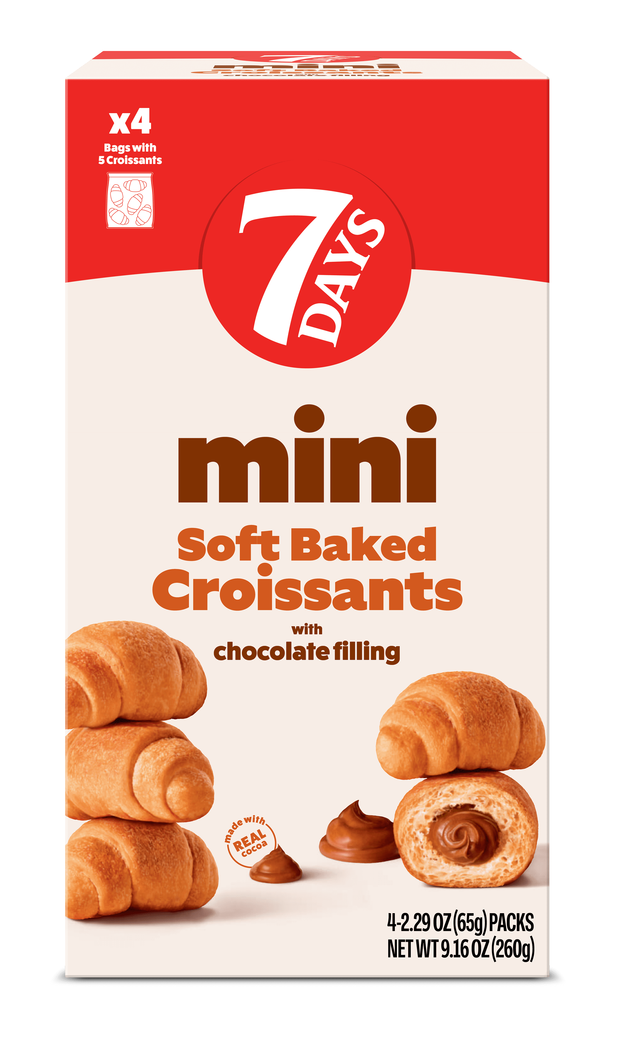 (4 pack) 7Days Mini Croissants, Chocolate, Breakfast On the Go, Non-GMO (Pack of 4)