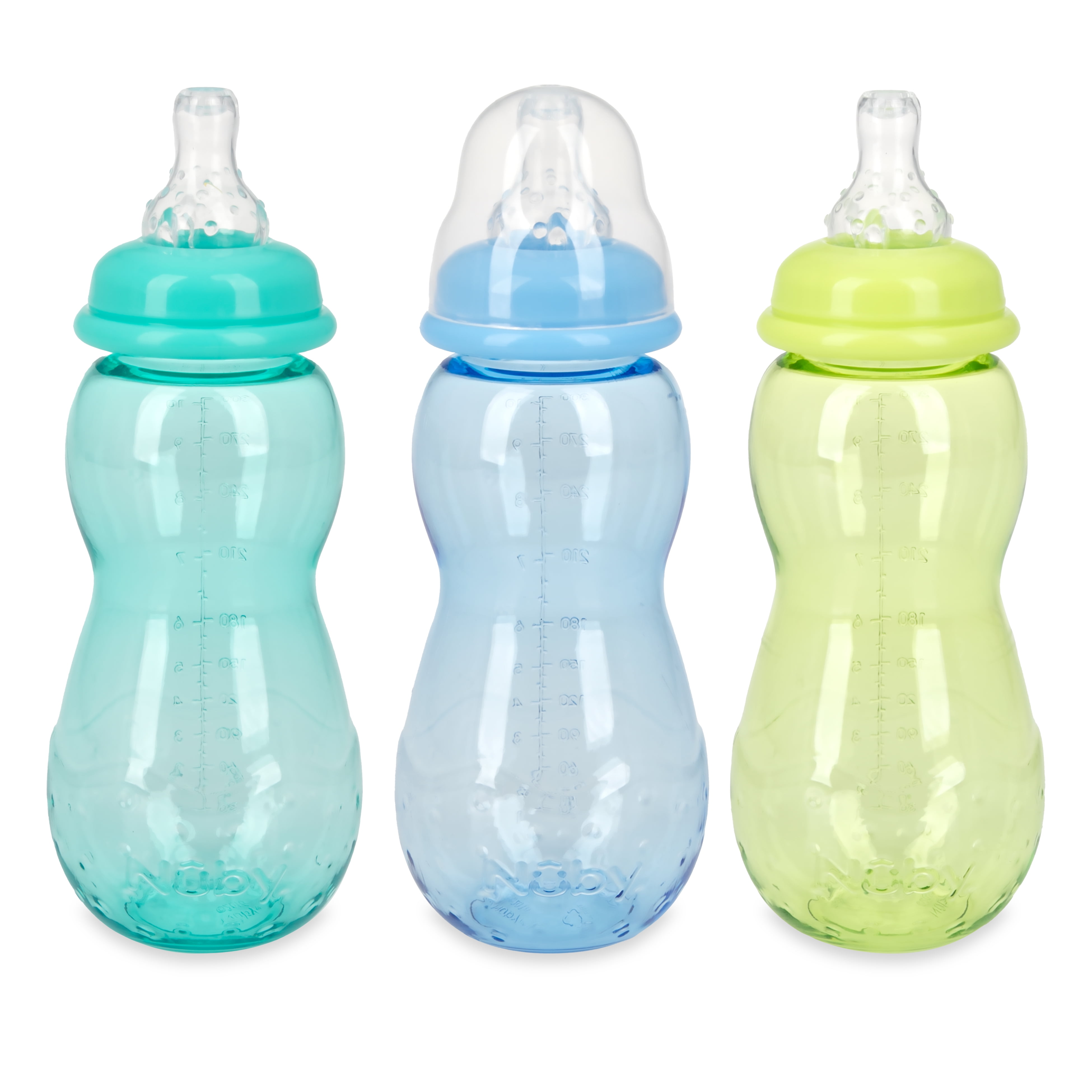 Nuby Non-Drip Standard Neck Baby Bottle, 10 fl oz, 3 Count