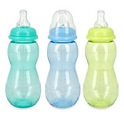 Nuby Non-Drip Standard Neck Baby Bottle, 10 fl oz, 3 Count Multicolor Bottles