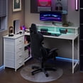 thumbnail image 2 of Eunos 61 inch L Shaped Gaming Desk with Power Outlets & LED Light, Computer Desk with 4 Tiers Drawers for Home Office, White, 2 of 8