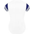 thumbnail image 2 of DIGITMON Women's Baseball Softball Jersey Button Down Two-Stripe Sleeve Shirts Uniform WHITENAVY, X-Small, 2 of 4