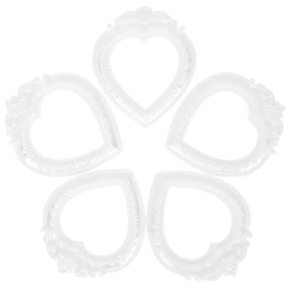 ifundom 20Pcs Heart Shape Small Resin Photo Frames White Decorative Props for Craft Projects