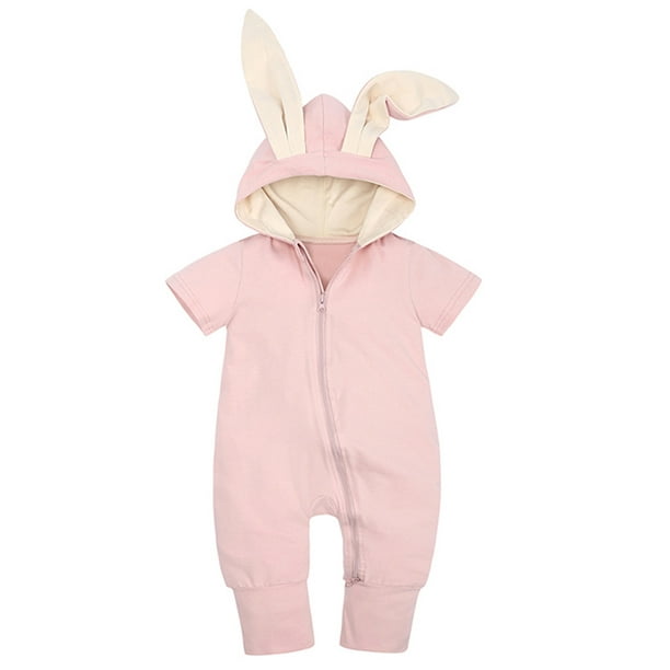 KI-8jcuD Ropa Para Bebe De 6 A 9 Niño Toddler Boys Girls Solid Zipper Hooded Rabbit Bunny Casual Romper Jumpsuit Playsuit Sunsuit Clothes 18M New Baby Boy Baby Boy Summer Clothes