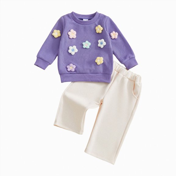 Hessimy And Toddler 6 Piece Set Piece Cotton Baby Set Clothes 0-3 Months Baby Girl Clothes Baby Girl Winter Clothes Burp Clothes Baby Girl (Purple,12-18 Months)