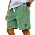 thumbnail image 3 of Men Casual Corduroy Shorts Lightweight Elastic Waist Drawstring Beach Shorts Summer Fashion comfort Loose fit Shorts with pockets Light Green 3XL, 3 of 8