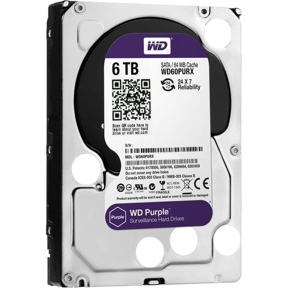 WD Purple WD60PURX 6TB Surveillance 3.5" Internal Hard Drive 3 Year Warranty 1