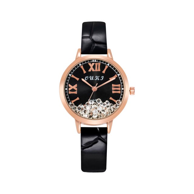 Reloj de pulsera de cuarzo analógico de cuero dorado cristalino para mujer a la moda Wmkox8yii gfajkfgbkjabf1623