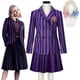 thumbnail image 4 of Miércoles - Disfraz de Cosplay de Enid, uniforme escolar de rayas moradas, trajes para adultos, abrigo, camisa, falda, corbata, ropa de fiesta de Halloween, 4 of 5