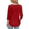 thumbnail image 4 of MIXUE Boho Tops For Women Summer Autumn Solid Color Round Neck Long Sleeve Loose Fit Casual T Shirts Daily-Wear,Red,XXL, 4 of 5