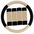 thumbnail image 4 of FH Group Cloth Car Steering Wheel Cover for Sedan, SUV, Van, Fits 14.5" - 15.5" - Beige/Black, 4 of 4