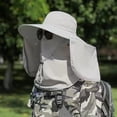 thumbnail image 2 of Domzest Sun Hats for Men UPF 50+ UV Protection Wide Brim Bucket Waterproof Hat with Adjustable Chin Strap & Detachable Neck Flap for Outdoor Light Gray, 2 of 5