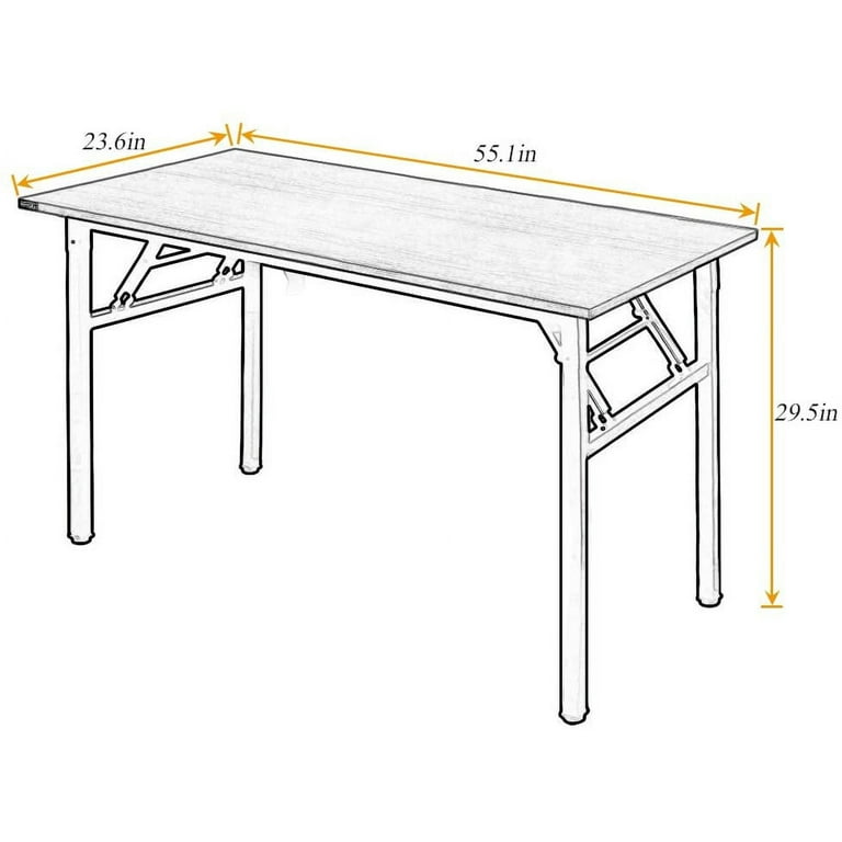 SOGES 55 inches Folding Table Computer Table Workstation No Install Needed,  Rustic Brown 