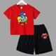 thumbnail image 3 of Conjunto de 2 piezas de camiseta de manga corta y pantalones cortos con estampado de anime de verano para niños y niñas, ropa informal de cuello redondo, 3 of 5