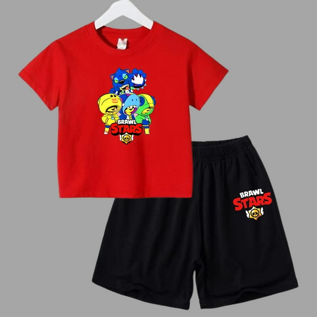 Ensemble 2 Pcs d'Été Anime Combat Jeu de Rôle T-Shirt à Manches Courtes + Shorts Vêtements Décontractés Enfants Col Rond Garçons Filles Tout-Petits
